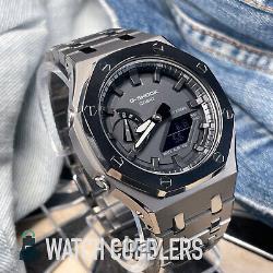 Custom Matte Black Dial G-Shock Gun Metal Polished Steel Band Casioak GA2100