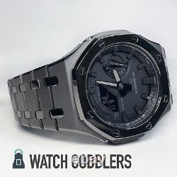 Custom Matte Black Dial G-Shock Gun Metal Polished Steel Band Casioak GA2100