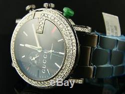 Custom Mens 6.0Ct Diamond 101G Gucci Ya101331 Black Pvd Watch