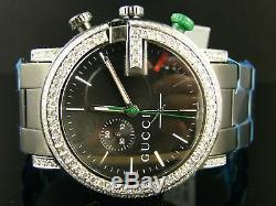 Custom Mens 6.0Ct Diamond 101G Gucci Ya101331 Black Pvd Watch