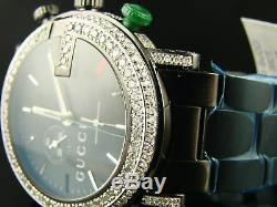 Custom Mens 6.0Ct Diamond 101G Gucci Ya101331 Black Pvd Watch