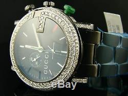 Custom Mens 6.0Ct Diamond 101G Gucci Ya101331 Black Pvd Watch