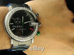 Custom Mens 6.0Ct Diamond 101G Gucci Ya101331 Black Pvd Watch