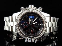 Custom Mens Breitling A13370 Super Avenger XL 48MM S. Steel with Diamonds 4.5 Ct