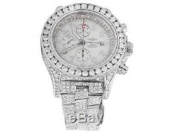 Custom Mens Breitling A13370 Super Avenger XL 52MM S. Steel with Diamonds 31.5 Ct