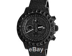 Custom Mens Breitling A13370 Super Avenger XL PVD Steel Black Diamond Watch 35Ct