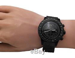 Custom Mens Breitling A13370 Super Avenger XL PVD Steel Black Diamond Watch 35Ct