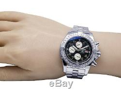 Custom Mens Breitling A13370 Super Avenger XL S. Steel 48MM Diamond Watch 4.5 Ct