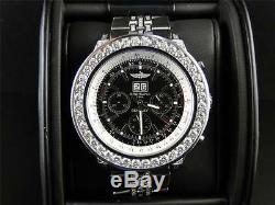 Custom Mens Breitling Bentley Motors 6.75 MM 50 MM Genuine Diamond Watch 28 Ct