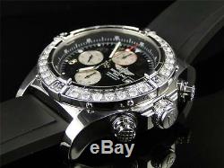 Custom Mens Breitling Super Avenger Aeromarine 48MM Rubber Genuine Diamond Watch
