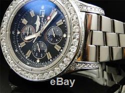Custom Mens Breitling Super Avenger Aeromarine 53 MM Genuine Diamond Watch 10 Ct