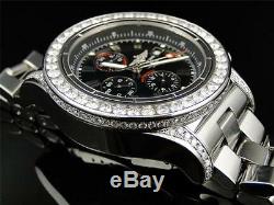 Custom Mens Breitling Super Avenger Aeromarine 53 MM Genuine Diamond Watch 10 Ct