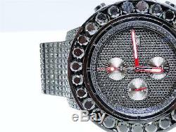 Custom Mens Breitling Super Avenger Aeromarine 58MM Black Diamond Watch 66 Ct