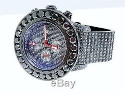 Custom Mens Breitling Super Avenger Aeromarine 58MM Black Diamond Watch 66 Ct