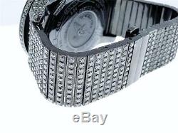 Custom Mens Breitling Super Avenger Aeromarine 58MM Black Diamond Watch 66 Ct