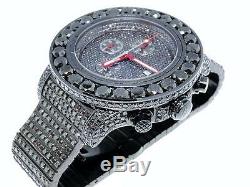 Custom Mens Breitling Super Avenger Aeromarine 58MM Black Diamond Watch 66 Ct