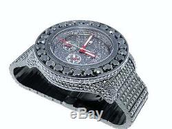 Custom Mens Breitling Super Avenger Aeromarine 58MM Black Diamond Watch 66 Ct