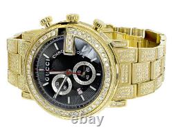 Custom Mens Gold PVD 101 G Real 44 MM Full Diamond Gucci YA101334 Watch 10.0 Ct