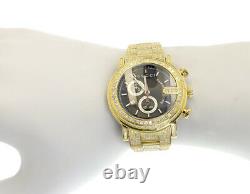 Custom Mens Gold PVD 101 G Real 44 MM Full Diamond Gucci YA101334 Watch 10.0 Ct