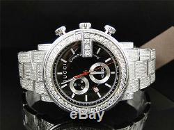 Custom Mens New Gucci G Chrono 101 G 10.0 Ct Black Dial White Diamond YA101331