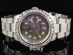 Custom Mens Rolex 36 MM Datejust Oyster Stainless Steel Diamond Watch 12.0 Ct