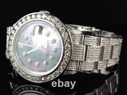 Custom Mens Rolex 36 MM Datejust Oyster Stainless Steel Diamond Watch 12.0 Ct