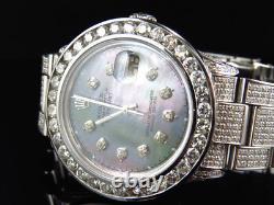 Custom Mens Rolex 36 MM Datejust Oyster Stainless Steel Diamond Watch 12.0 Ct