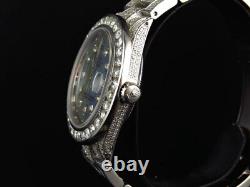 Custom Mens Rolex 36 MM Datejust Oyster Stainless Steel Diamond Watch 12.0 Ct