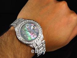 Custom Mens Rolex 36 MM Datejust Oyster Stainless Steel Diamond Watch 12.0 Ct