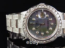 Custom Mens Rolex 36 MM Datejust Oyster Stainless Steel Diamond Watch 12.0 Ct