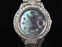 Custom Mens Rolex 36 MM Datejust Oyster Stainless Steel Diamond Watch 12.0 Ct