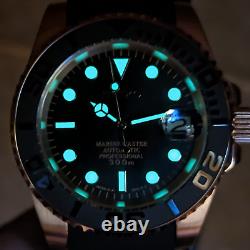 Custom Mod Black Dial Automatic Water Resistant Men's Watch 40mm Gift for Him