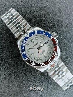 Custom NH34 Movement White Pepsi GMT Automatic 40mm Solid Stainless Steel