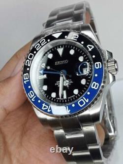 Custom NH35 Movement Batman Faux GMT Automatic 40mm Solid Stainless Steel