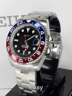 Custom NH35 Movement Pepsi GMT Automatic 40mm Solid Stainless Steel