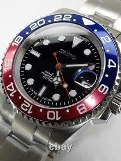 Custom NH35 Movement Pepsi GMT Automatic 40mm Solid Stainless Steel
