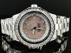 Custom New Ladies Breitling Aeromarine Pink Colt Ocean Diamond Watch 9.5 Ct