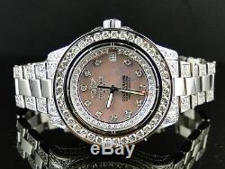 Custom New Ladies Breitling Aeromarine Pink Colt Ocean Diamond Watch 9.5 Ct