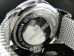 Custom New Mens Breitling Superocean Heritage Diamond Mesh Band Watch 7.75 Ct