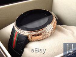 Custom New Mens I Gucci Digital Rose Case Full Diamond Watch 6.5 Ct YA114207