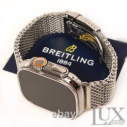 Custom Polished 22mm Breitling Band Stainless Steel for Apple Watch Ultra 49mm
