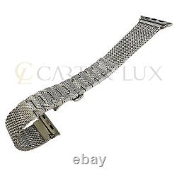 Custom Polished 49mm Apple Watch Ultra Mesh withStainless Steel Push Button Band