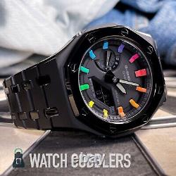 Custom Rainbow Dial Casioak Black Stainless Steel Band Casio G-Shock GA2100