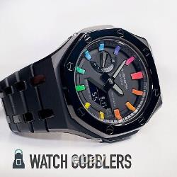 Custom Rainbow Dial Casioak Black Stainless Steel Band Casio G-Shock GA2100