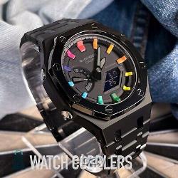 Custom Rainbow Dial Casioak Black Stainless Steel Band Casio G-Shock GA2100