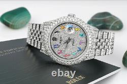Custom Rolex Datejust Steel 36MM Arabic Script Pave Dial Diamond Watch