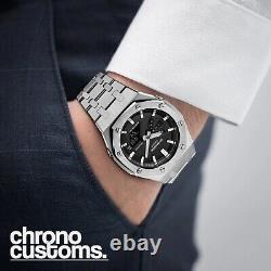 Custom Royal CasiOak AP G-Shock GA2100 Mod Watch Stainless Steel Black/Silver