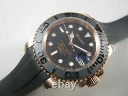 Custom SEIKO MarineYacht Master NH35 Rose Gold Plated Ceramic Sapphire Free Ship