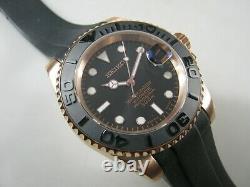 Custom SEIKO MarineYacht Master NH35 Rose Gold Plated Ceramic Sapphire Free Ship