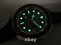 Custom SEIKO MarineYacht Master NH35 Rose Gold Plated Ceramic Sapphire Free Ship